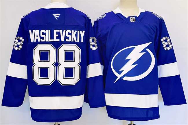 Mens Tampa Bay Lightning #88 Andrei Vasilevskiy 2024-25 Blue Stitched Jersey->tampa bay lightning->NHL Jersey